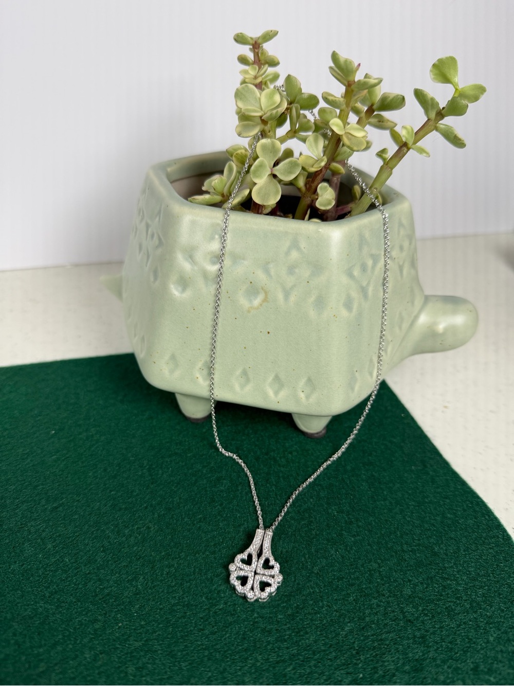 Sterling Silver 925 CZ Convertible Heart Clover Necklace